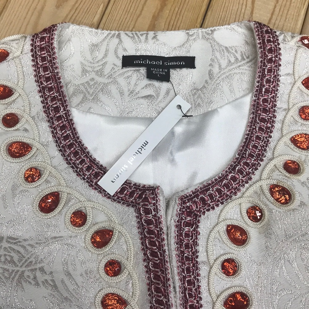 Michael simon Jacket sequined cardigan ivory NWT - Picture 5 of 8